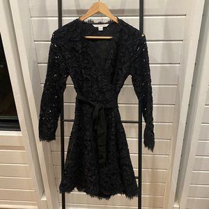 DVF Navy Lace Wrap Dress - sz 4